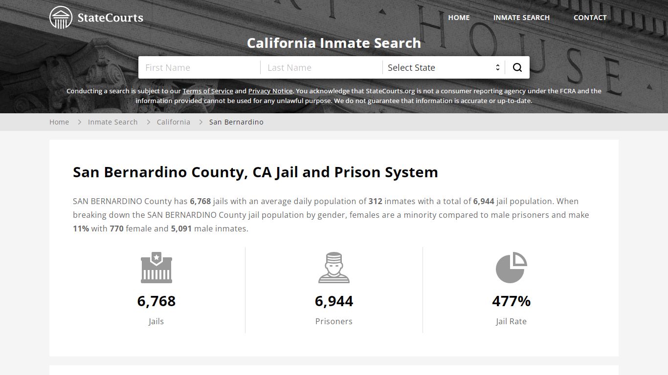San Bernardino County, CA Inmate Search - StateCourts